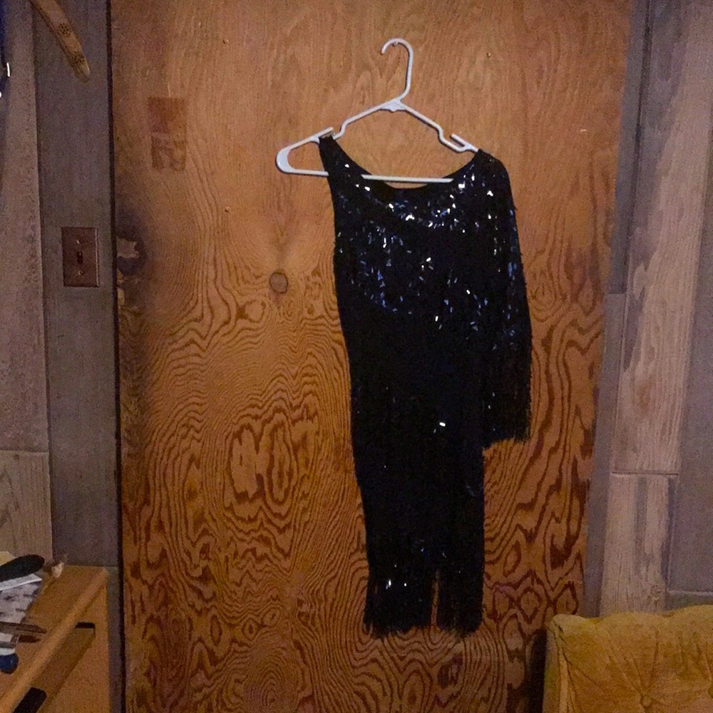 Sequin & Fringe Evening Dress by In Vein